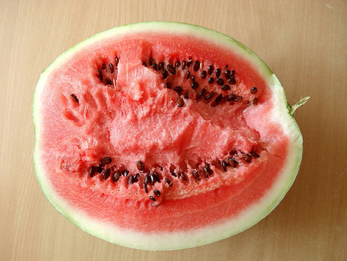 Red-flesh Watermelon seeds from SeedsNow featuring moon and stars design for planting and gardening.